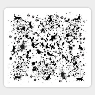 Black and White Paint Splat and Cat Pattern Sticker